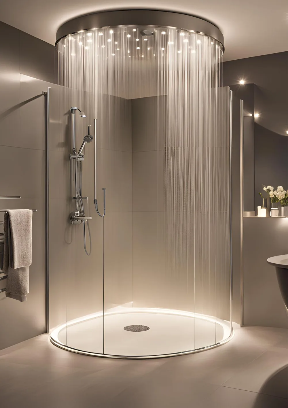 Runddusche aus gebogenem Glas