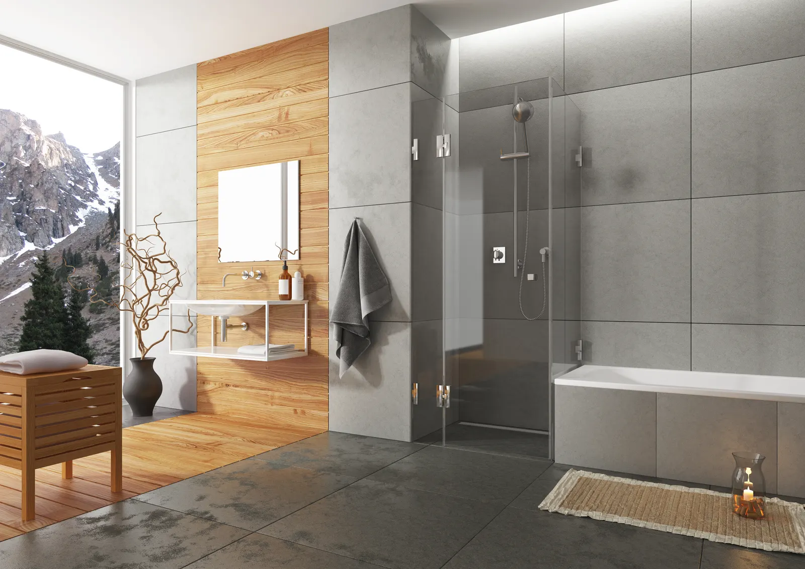 Moderne Glasdusche aus Klarglas im Bad